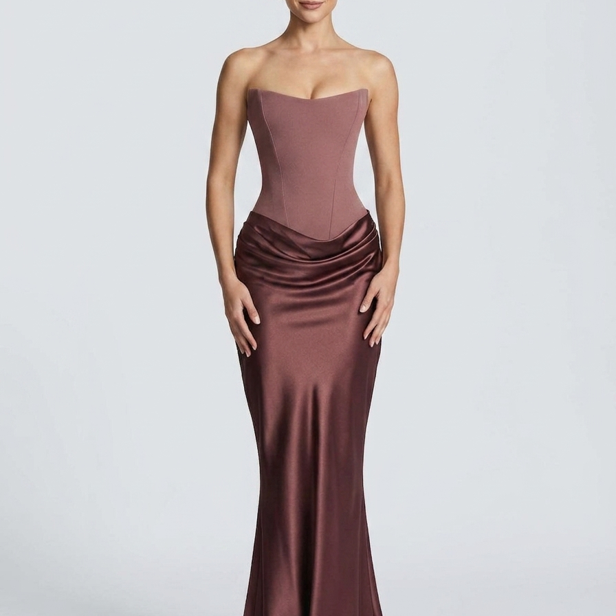 Strapless Corset Satin Mermaid Formal Dress XF251338