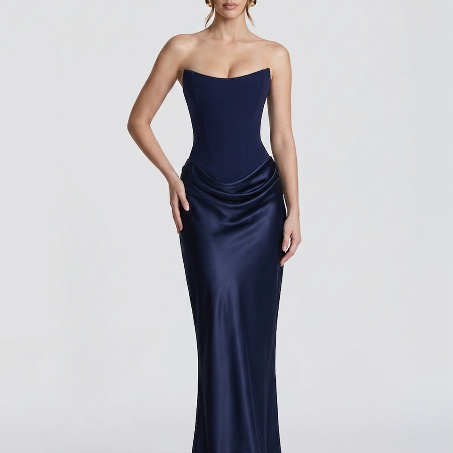 Strapless Corset Satin Mermaid Formal Dress XF251338