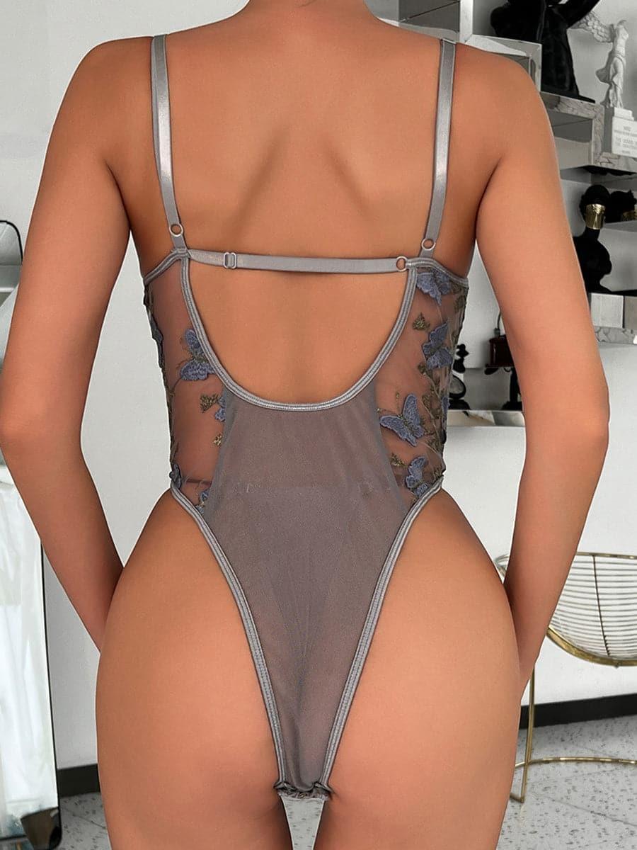 Lace Up Butterfly Embroidery Teddy MSL013 - MISS ORD