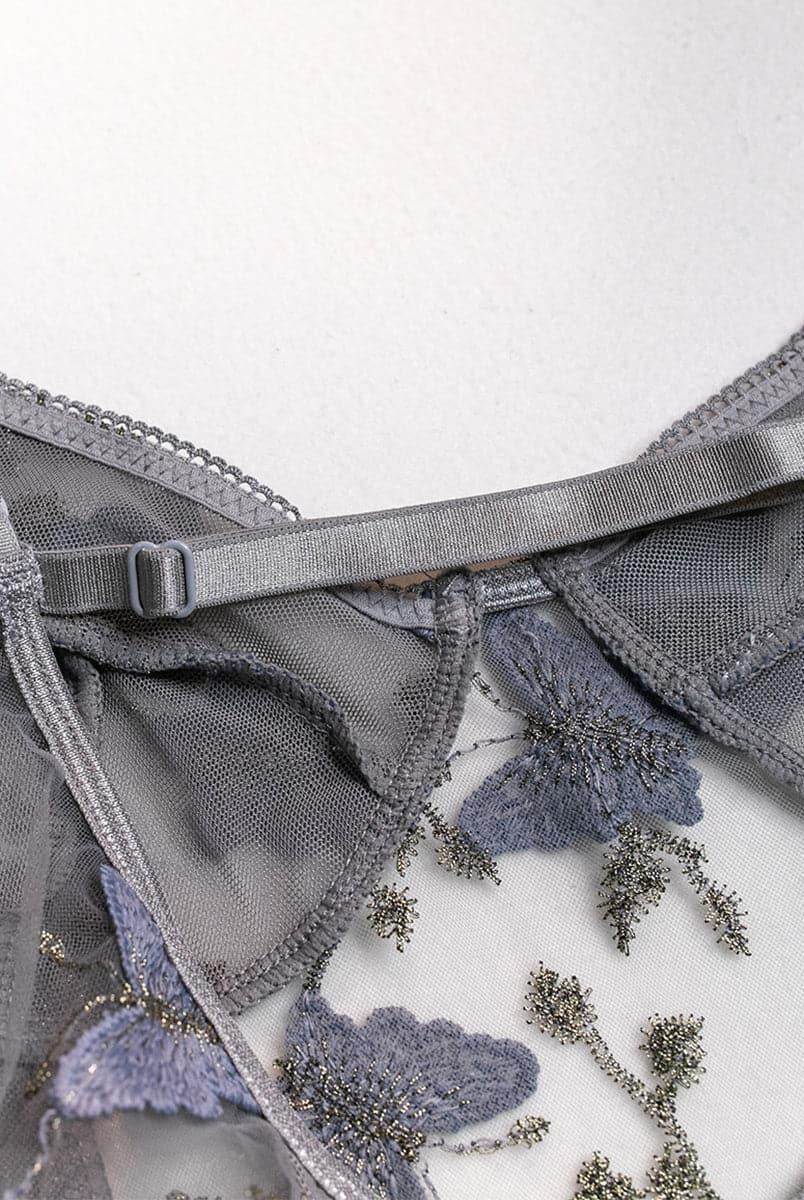 Lace Up Butterfly Embroidery Teddy MSL013 - MISS ORD