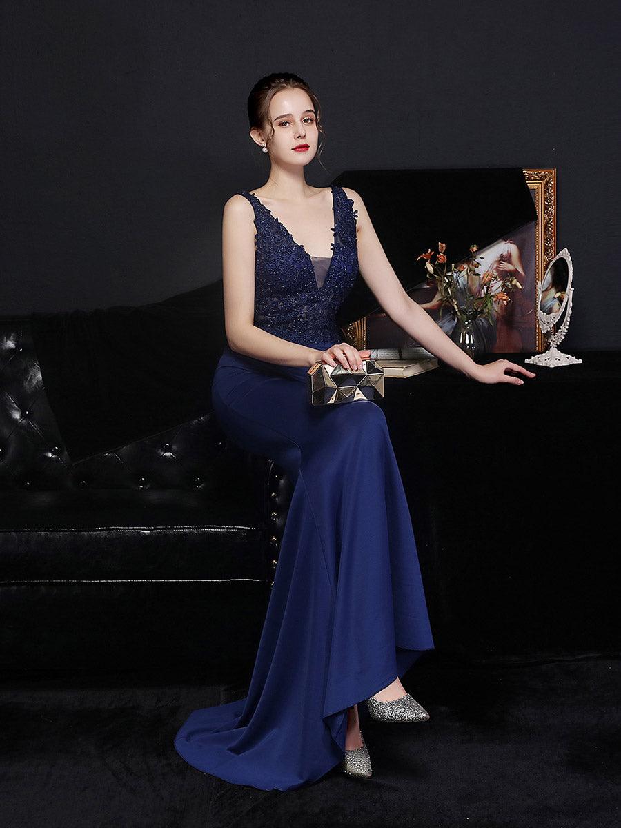 V-neck Sleeveless Embroidered Evening Dress MCW0951 - MISS ORD