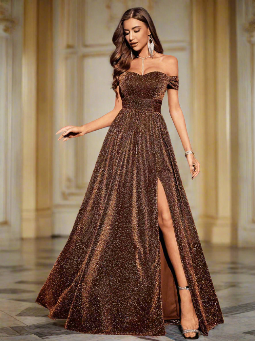 Off Shoulder A-line Split Prom Dress MCW1151 - MISS ORD