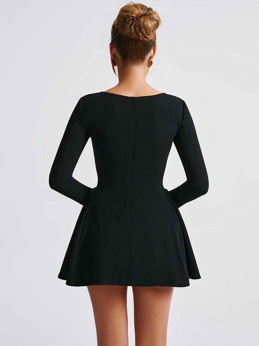 Square Neck Long Sleeve A-line Party Dress MCW1188 - MISS ORD