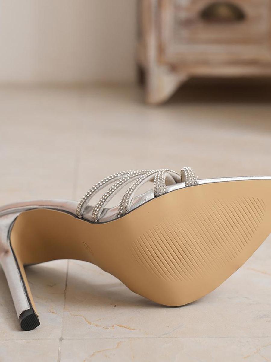 Strappy Rhinestone Stilettos Party Heels MHE1091 - MISS ORD