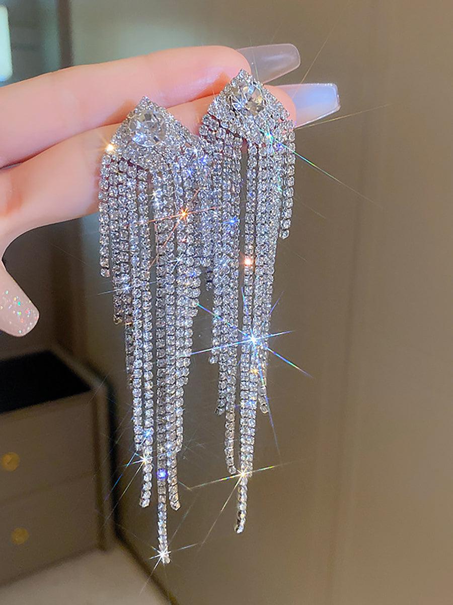 Luxury Tassel Silver Needle Earrings MSE20019 - MISS ORD