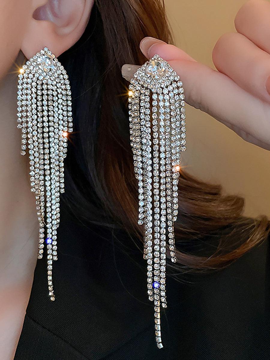 Luxury Tassel Silver Needle Earrings MSE20019 - MISS ORD