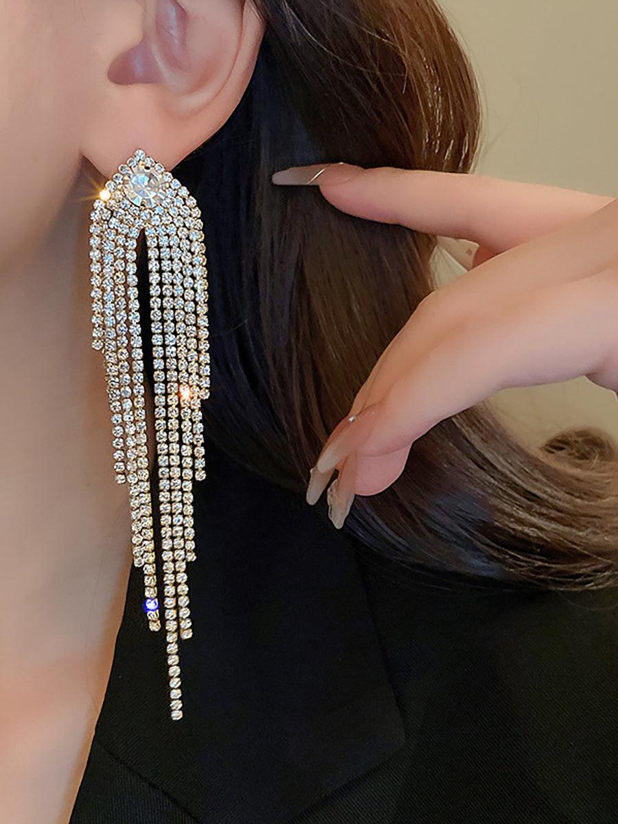 Luxury Tassel Silver Needle Earrings MSE20019 - MISS ORD