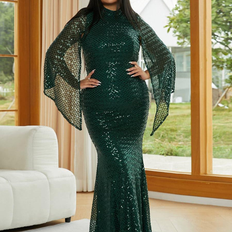 Plus Mermaid Sequin Evening Dress PXJ1263 - MISS ORD