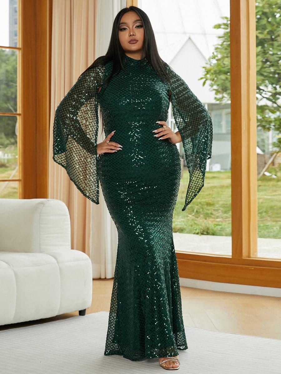 Plus Mermaid Sequin Evening Dress PXJ1263 - MISS ORD