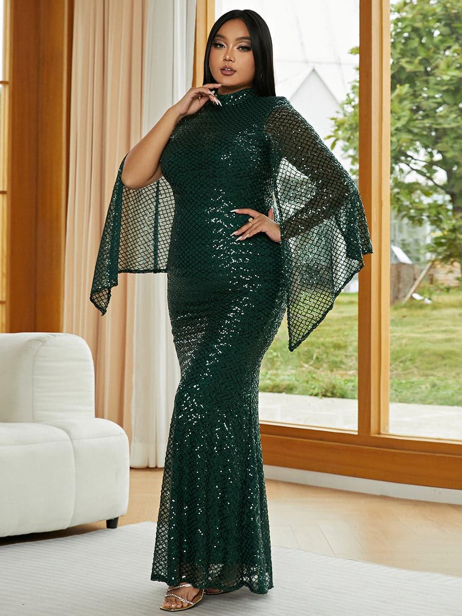 Plus Mermaid Sequin Evening Dress PXJ1263 - MISS ORD