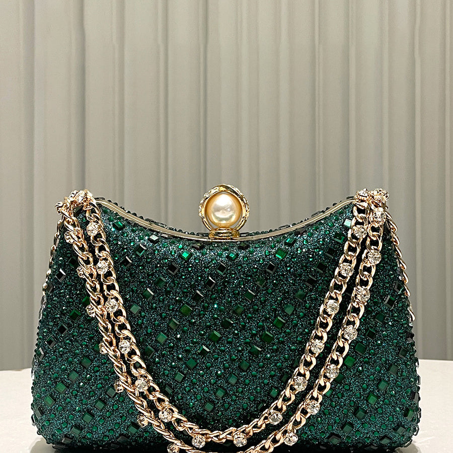 Luxurious Gold Rhinestone-embellished Clutch MNBF117