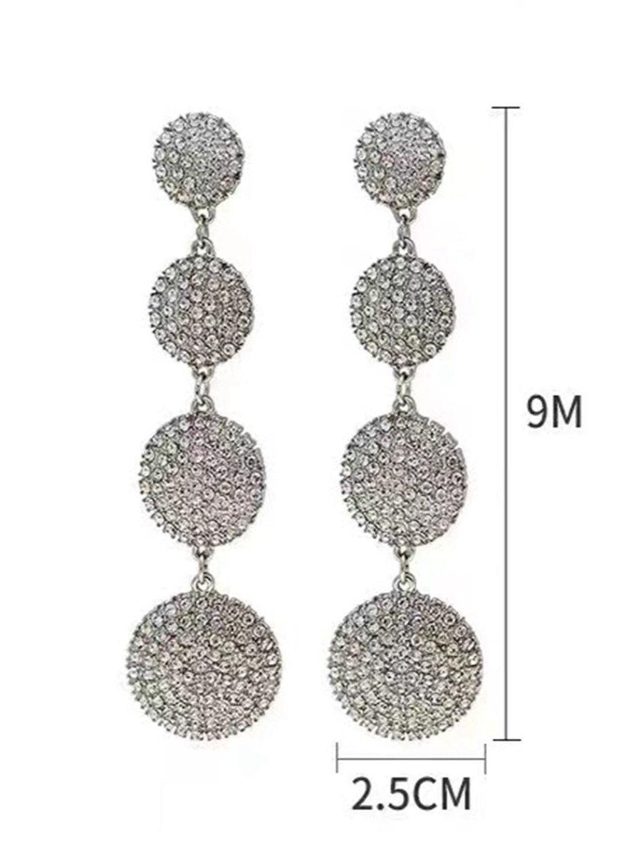 Needle Stone Geometric Circle S925 Silver Drop Earrings MSE101026 - MISS ORD