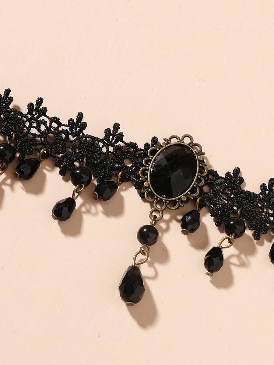 Vintage Black Lace Gothic Necklace MSN20001 - MISS ORD