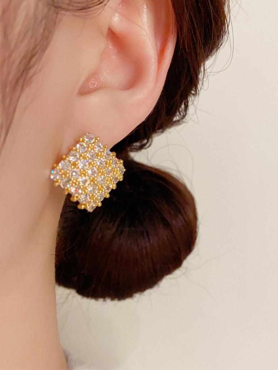 Geometric Diamond Stud Earrings MSE20001 - MISS ORD