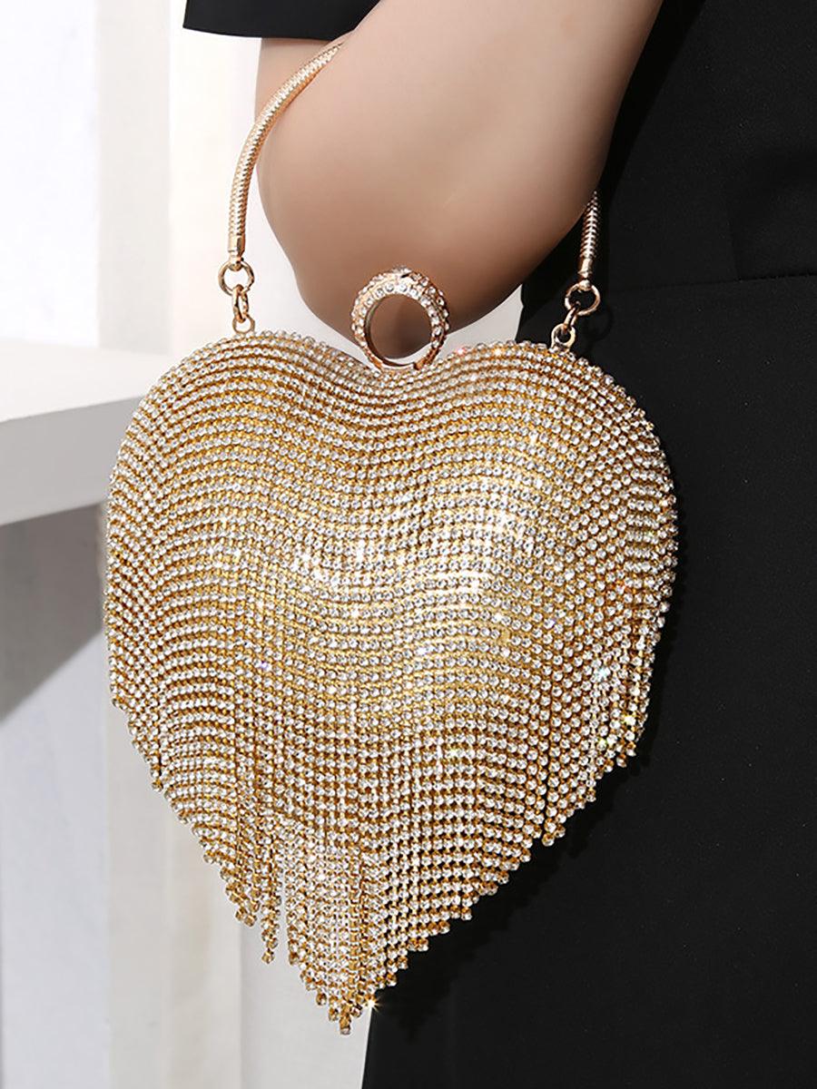 Stone Tassel Heart Match Wedding Dress Clutch Bag MNBF005 - MISS ORD