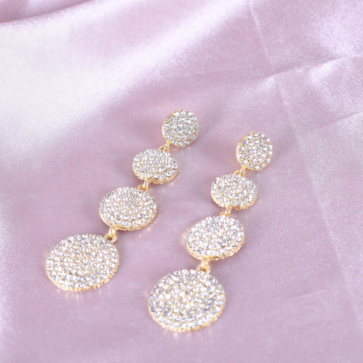 Needle Stone Geometric Circle S925 Silver Drop Earrings MSE101026 - MISS ORD