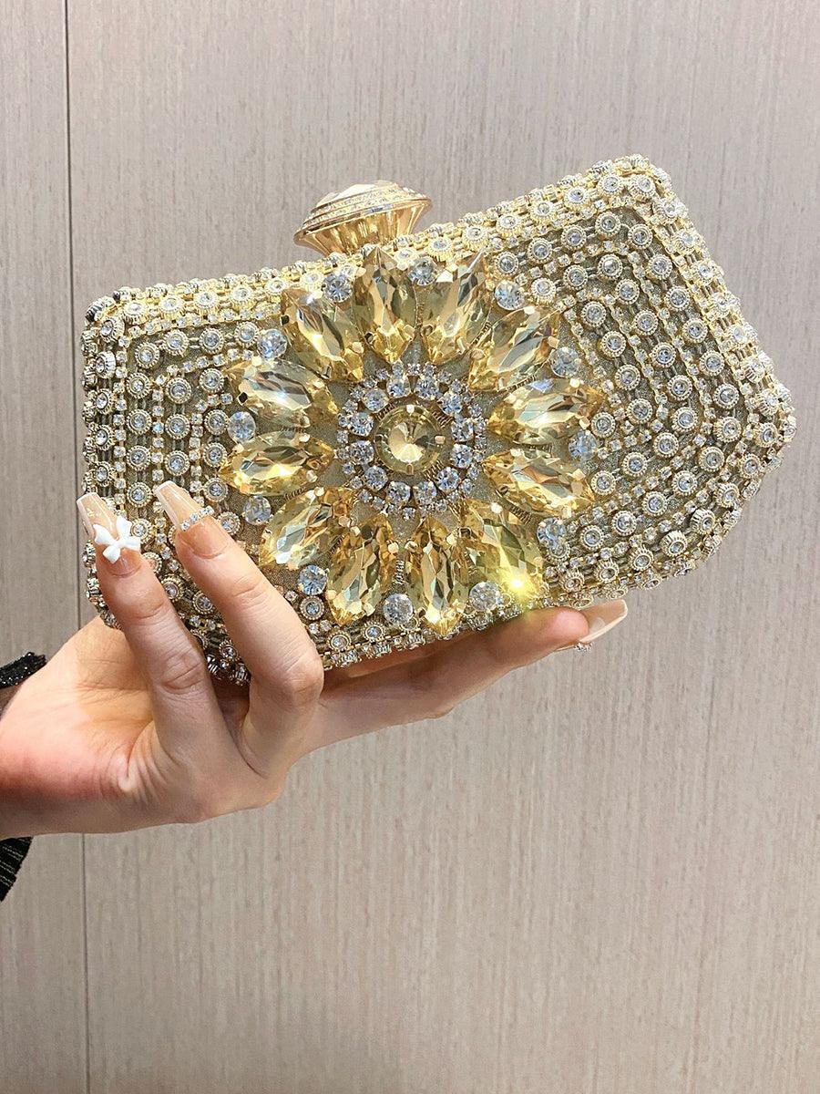 Luxurious Diamond-encrusted Gold Clutch MNBF103 - MISS ORD