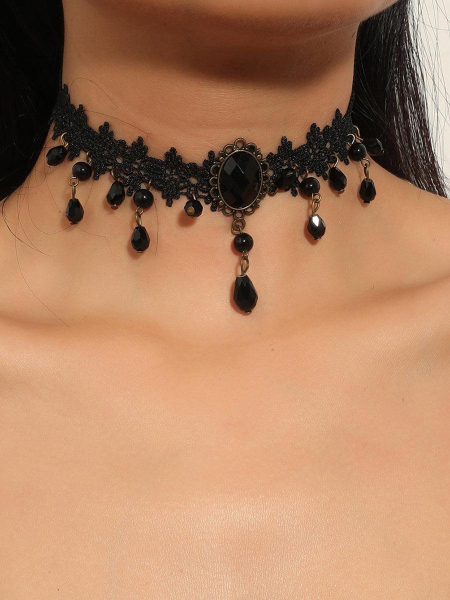 Vintage Black Lace Gothic Necklace MSN20001 - MISS ORD