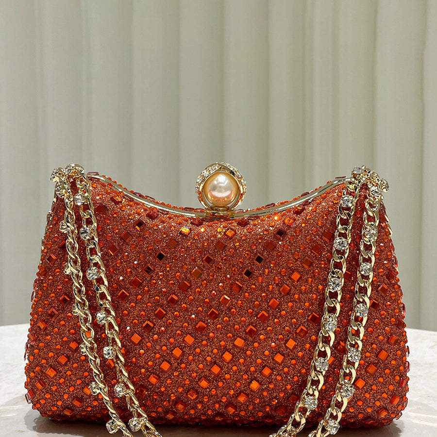 Luxurious Gold Rhinestone-embellished Clutch MNBF117