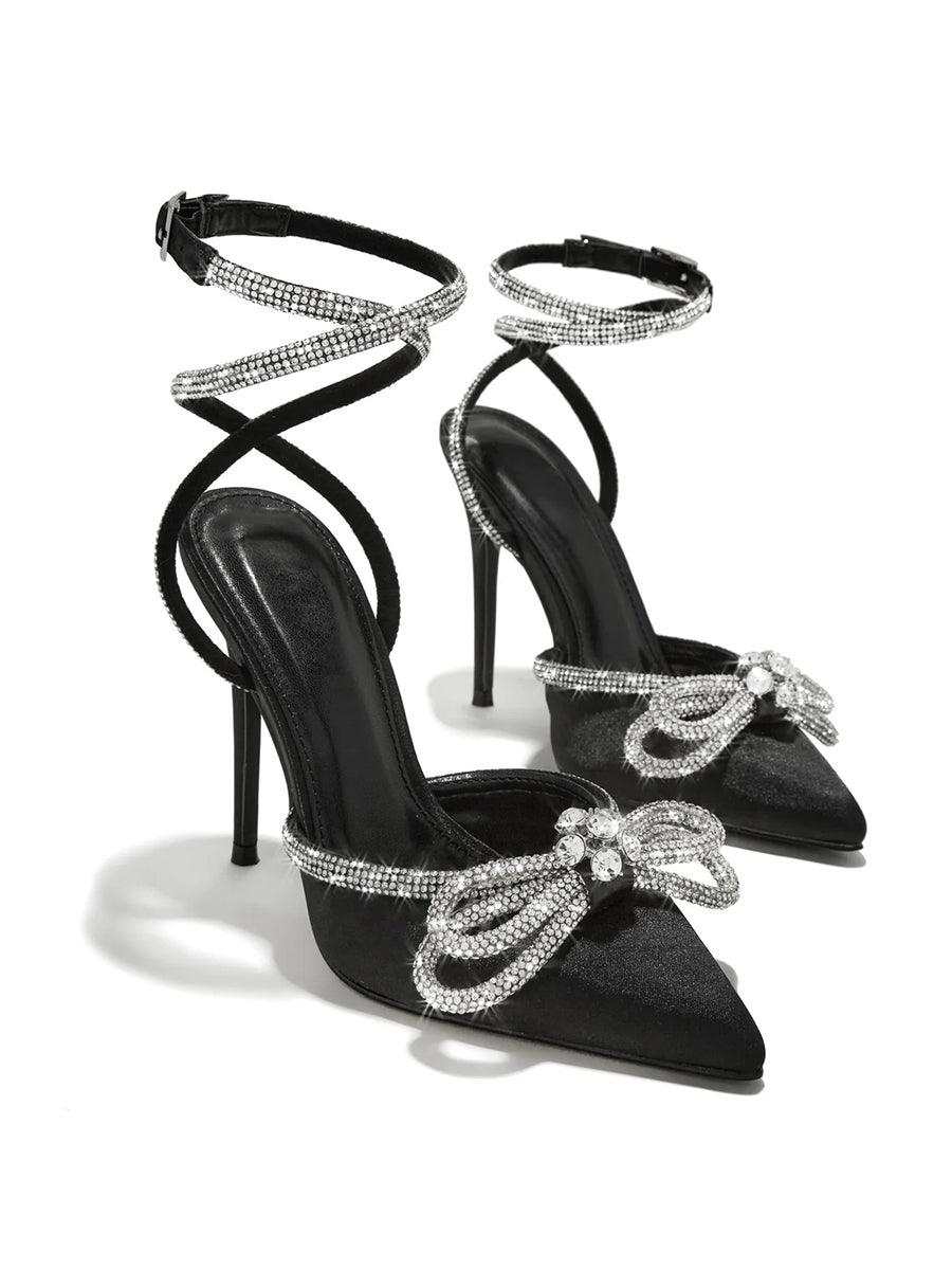 Bowknot Rhinestone Thin Pointed Heels MHE1117 - MISS ORD