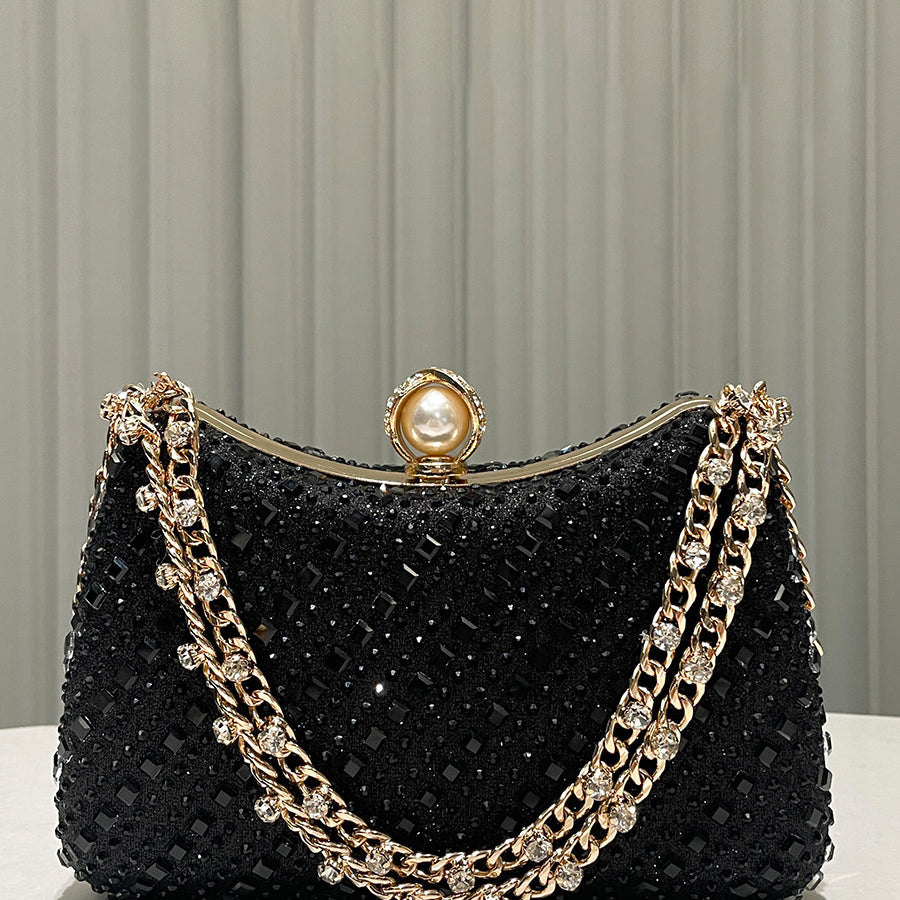 Luxurious Gold Rhinestone-embellished Clutch MNBF117