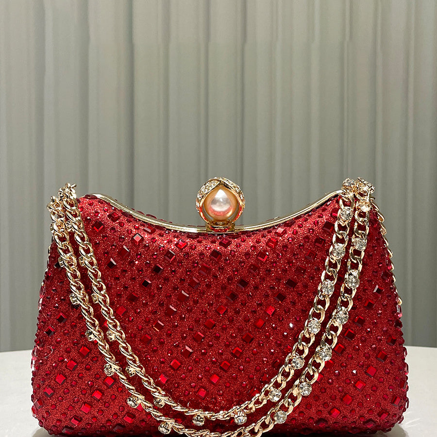 Luxurious Gold Rhinestone-embellished Clutch MNBF117