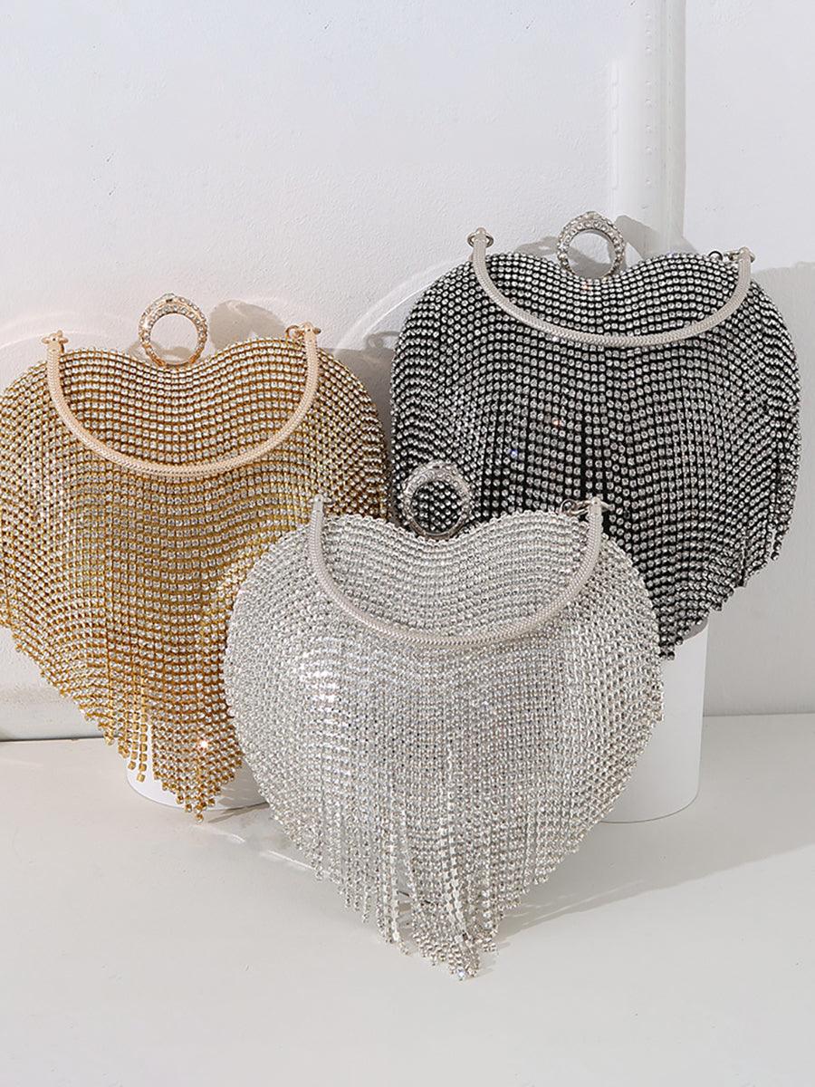 Stone Tassel Heart Match Wedding Dress Clutch Bag MNBF005 - MISS ORD