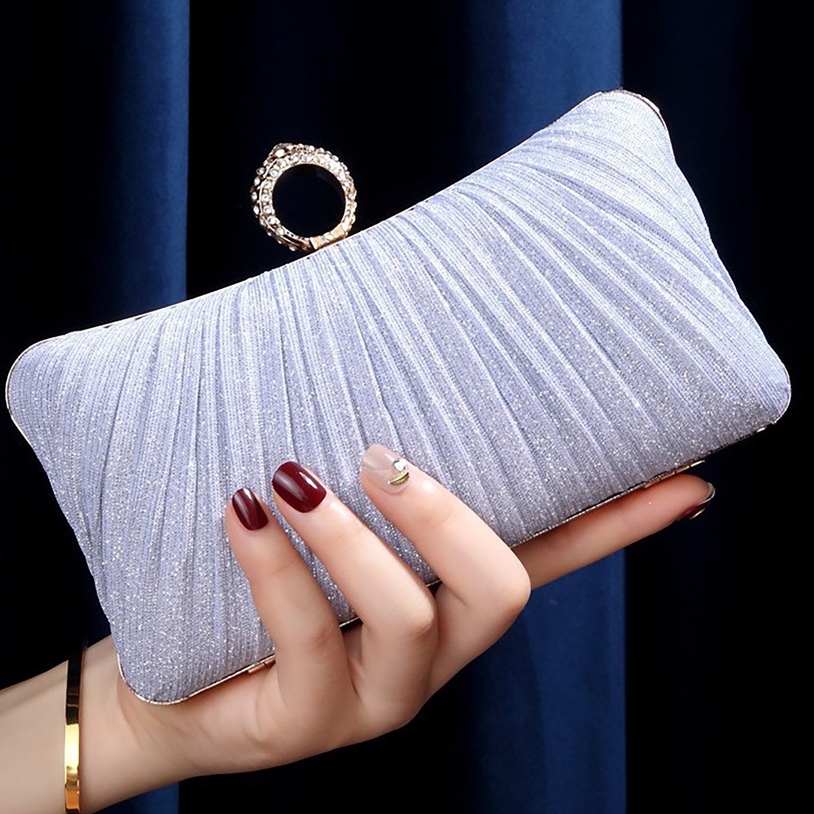 Shiny Ruched Ring Banquet Party Clutch Bags MNBF058 - MISS ORD