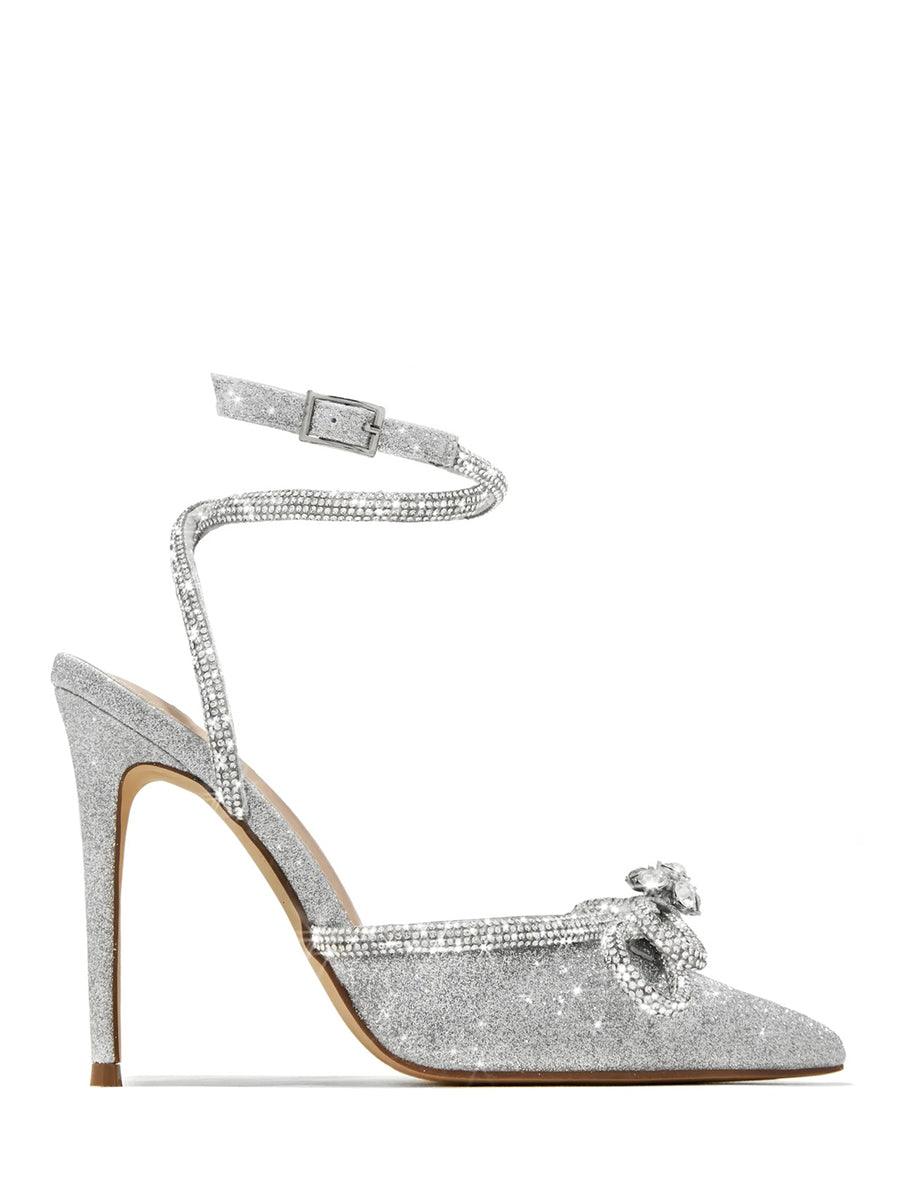 Bowknot Rhinestone Thin Pointed Heels MHE1117 - MISS ORD