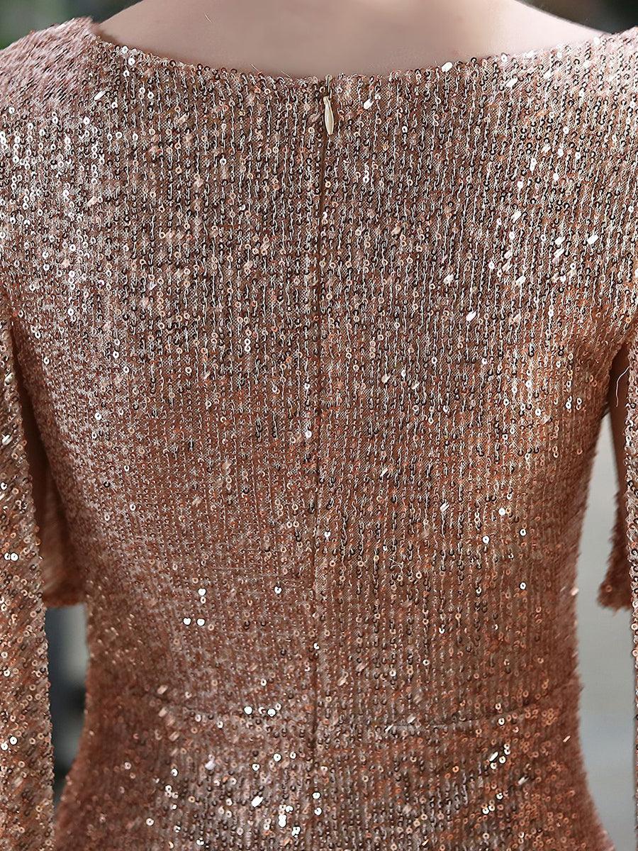 V-neck Ruffled Sequin Mermaid Prom Dress MCW1021 - MISS ORD