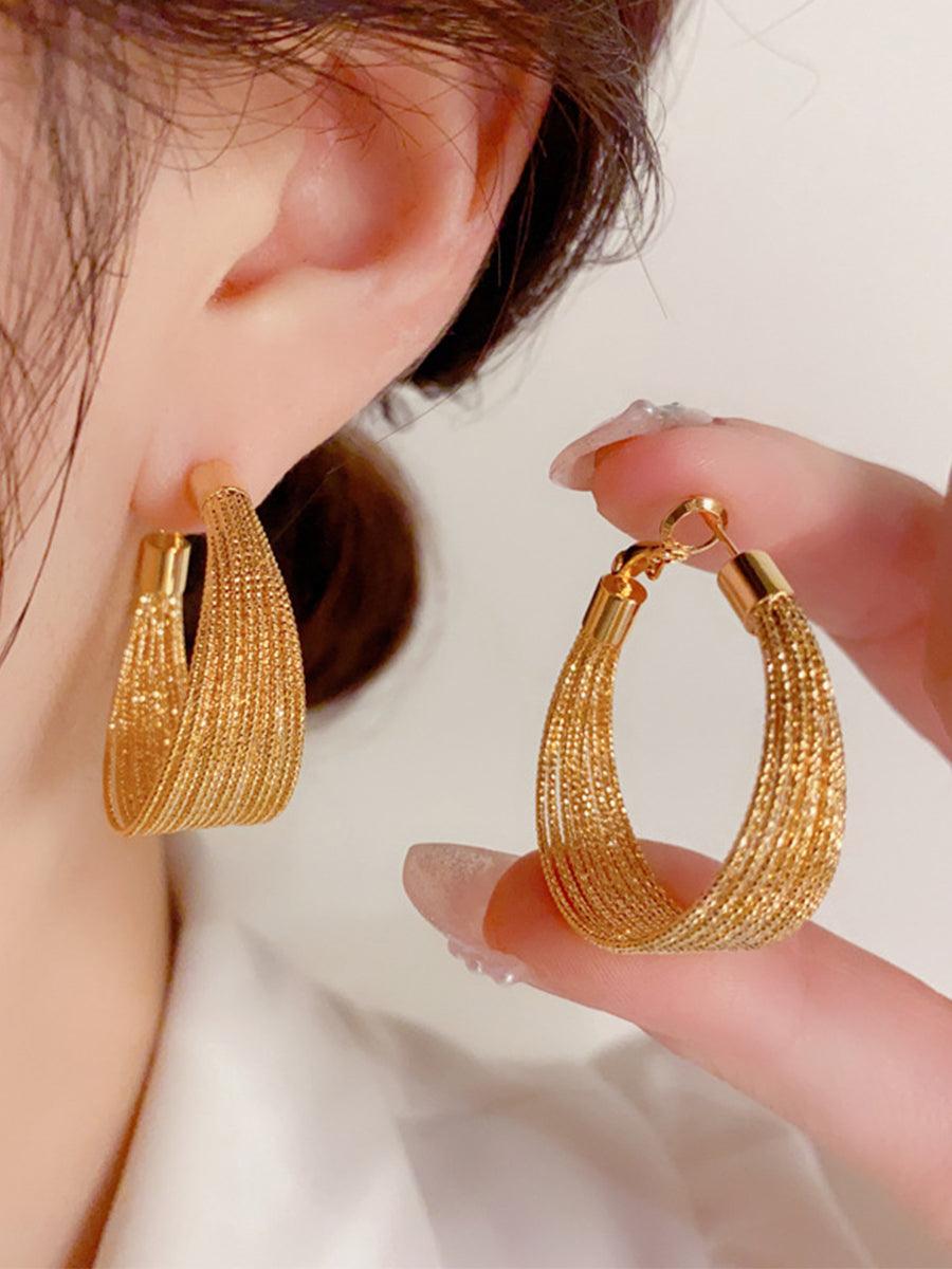 Personalized Metal Geometric Large Earrings MSE20007 - MISS ORD