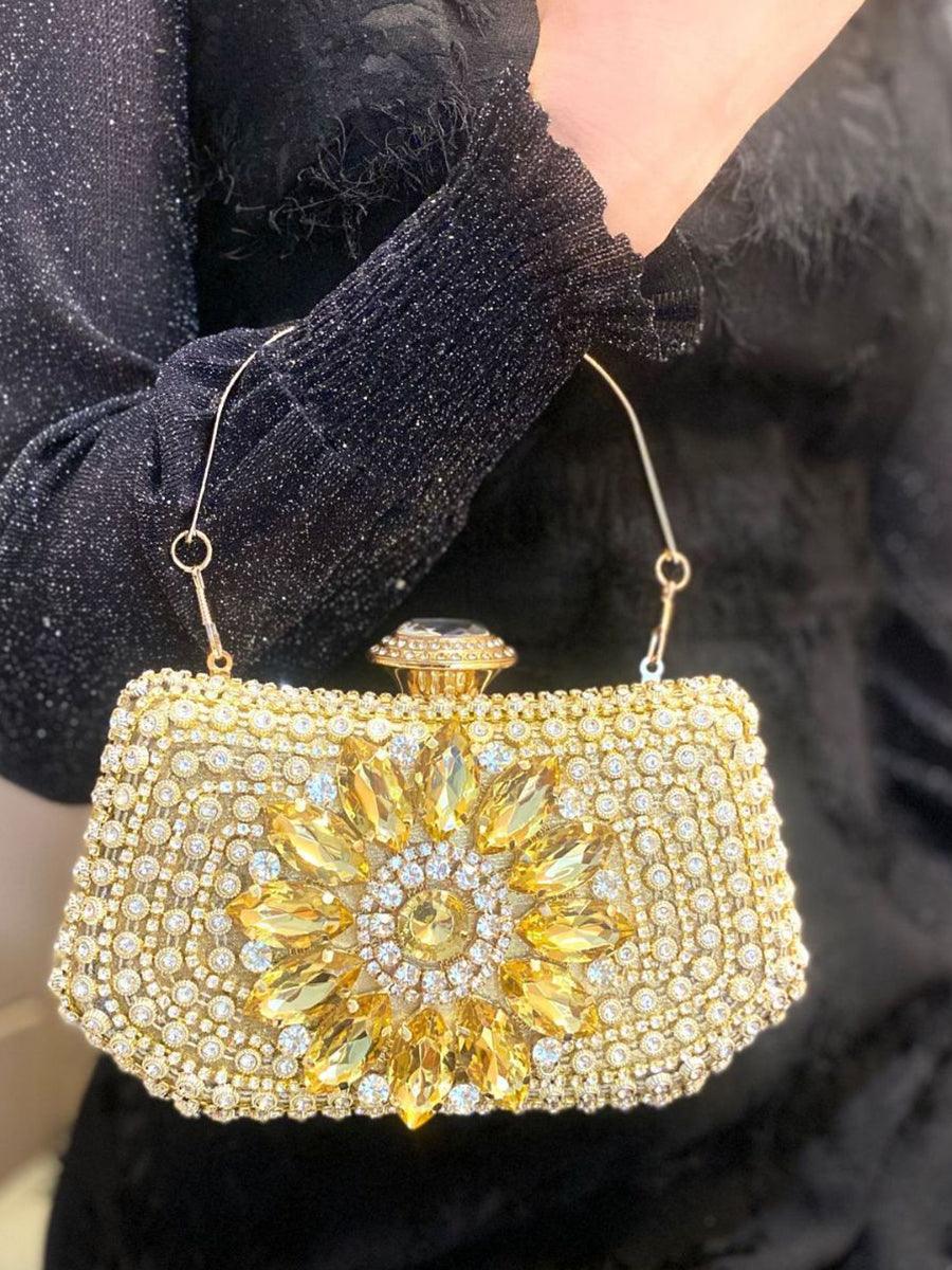 Luxurious Diamond-encrusted Gold Clutch MNBF103 - MISS ORD