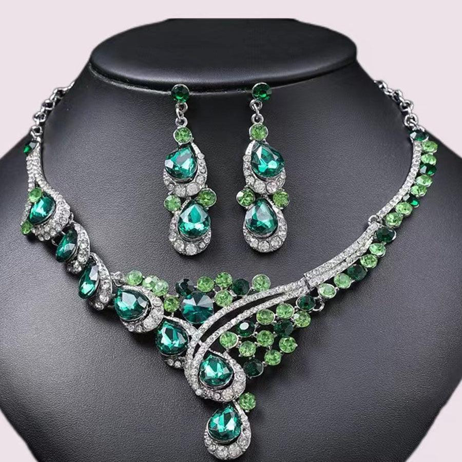 Full Diamonds Crystal Necklace Earrings Sett MRL20004 - MISS ORD
