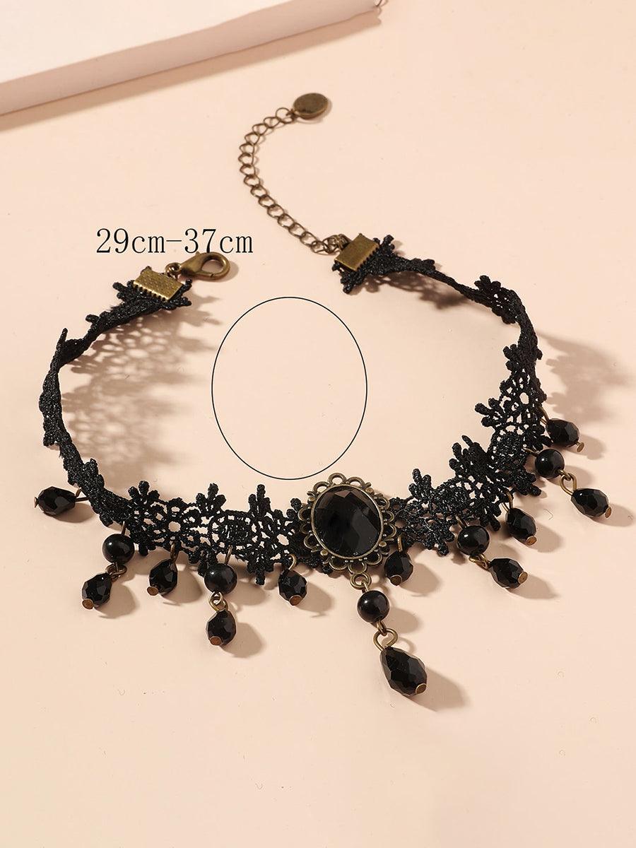 Vintage Black Lace Gothic Necklace MSN20001 - MISS ORD
