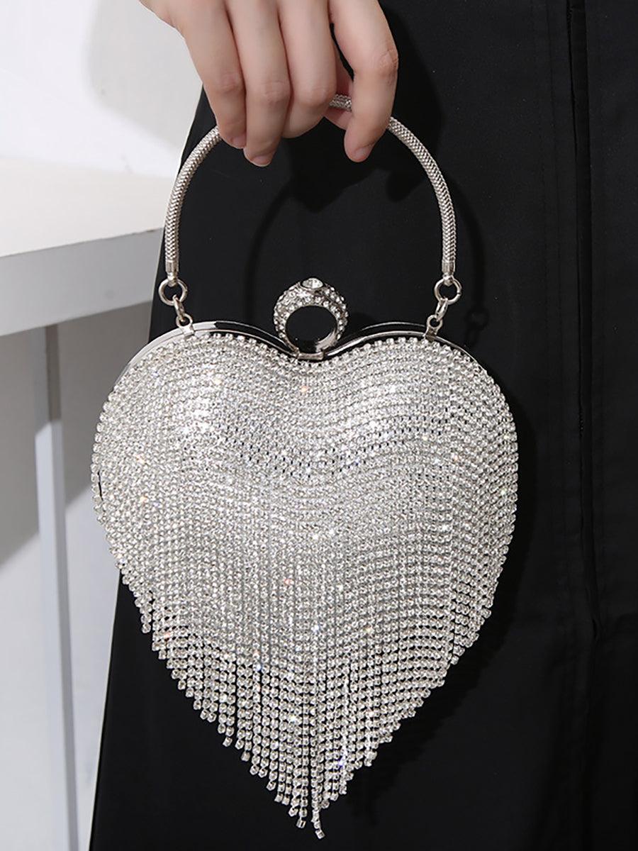 Stone Tassel Heart Match Wedding Dress Clutch Bag MNBF005 - MISS ORD