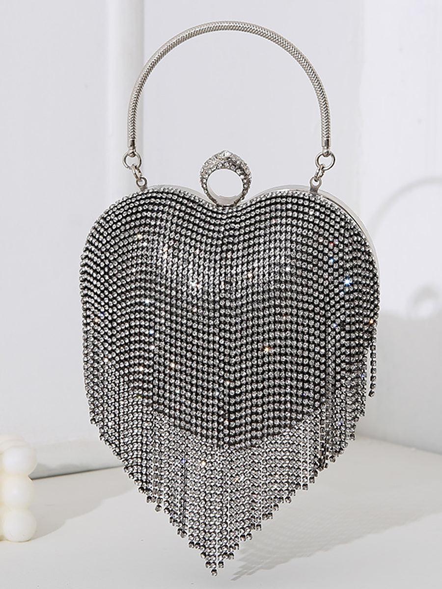 Stone Tassel Heart Match Wedding Dress Clutch Bag MNBF005 - MISS ORD