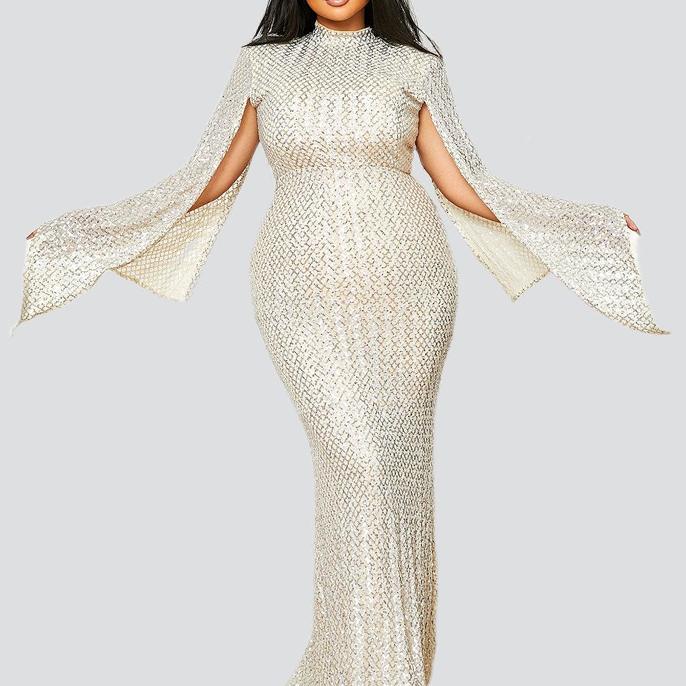 Plus Mermaid Sequin Evening Dress PXJ1263 - MISS ORD