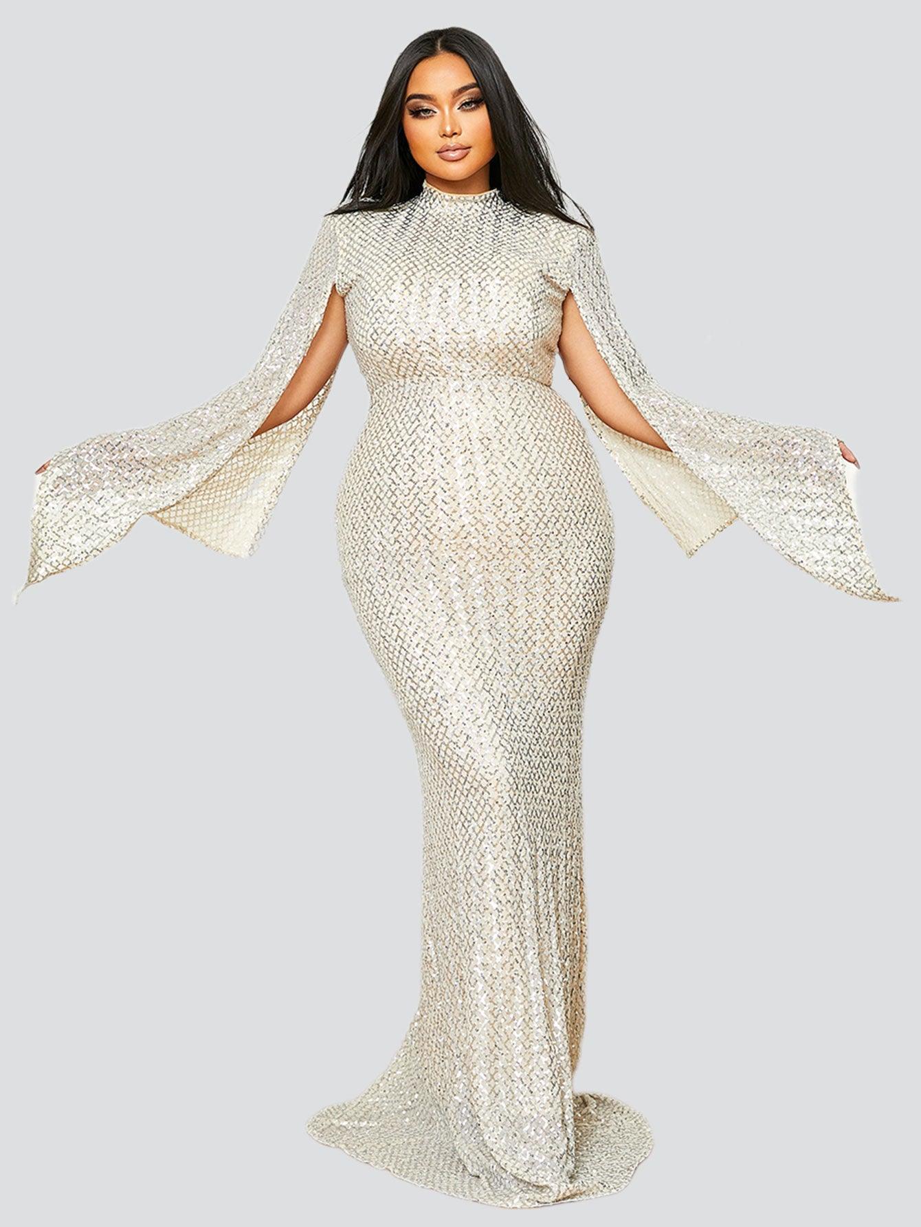 Plus Mermaid Sequin Evening Dress PXJ1263 - MISS ORD