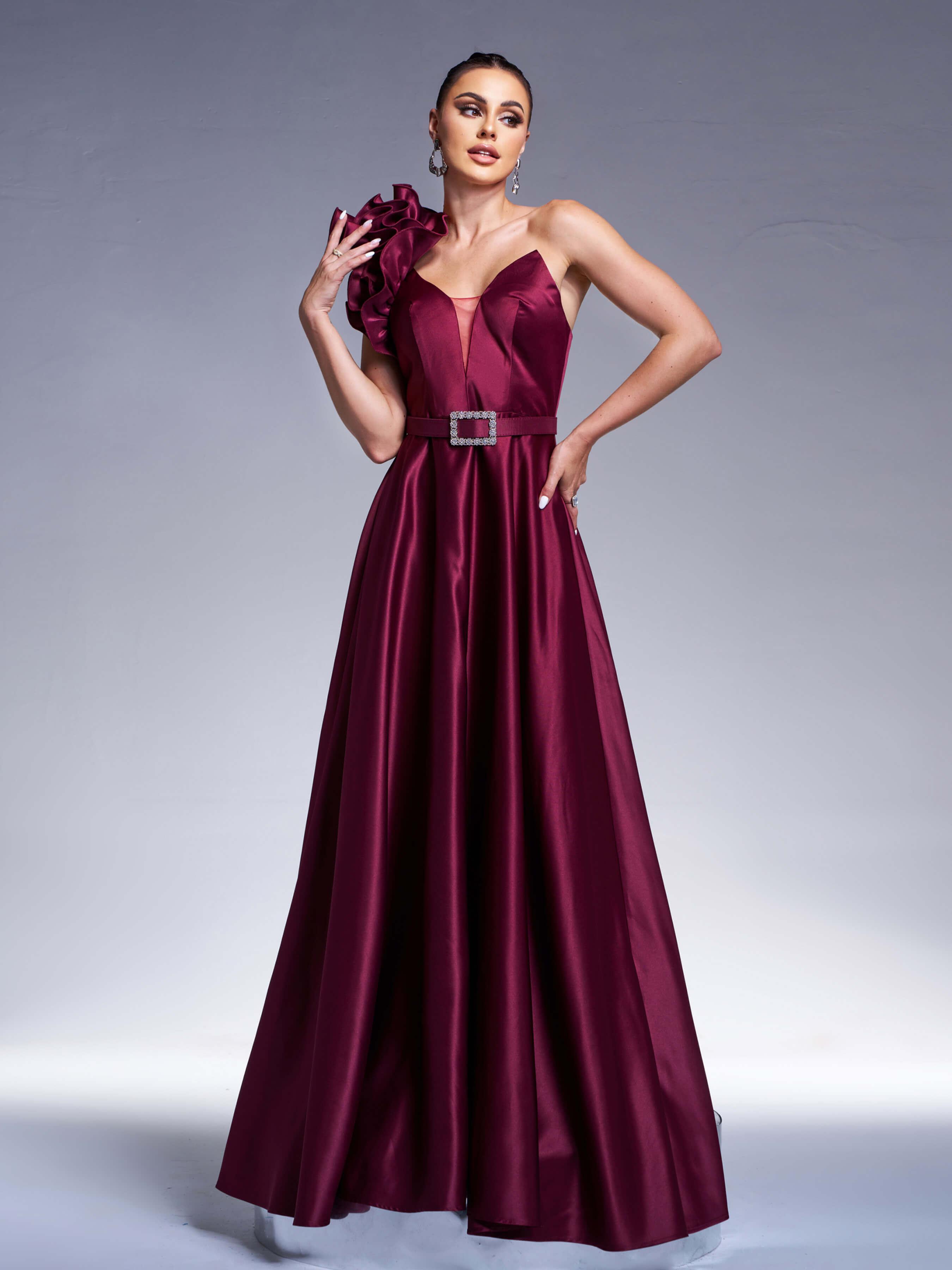 Floral One Shoulder A-line Prom Dress RJ12022 - MISS ORD