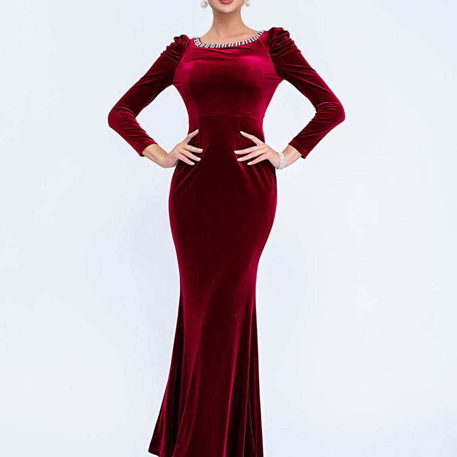 Velvet Backless Regal Formal Evening Dress XF251266