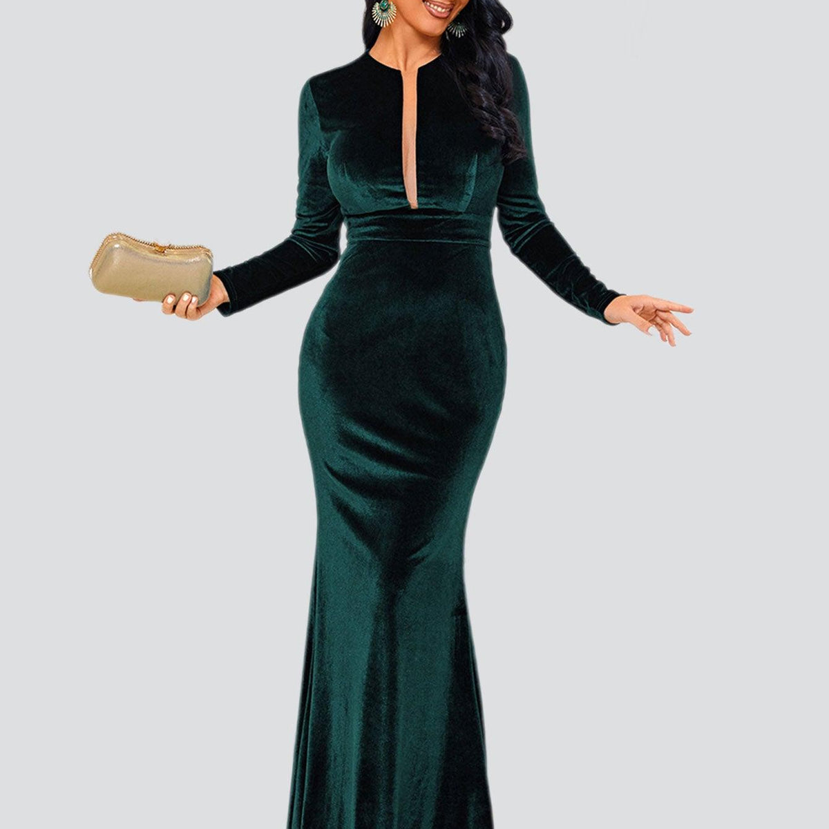 womens velvet green dress