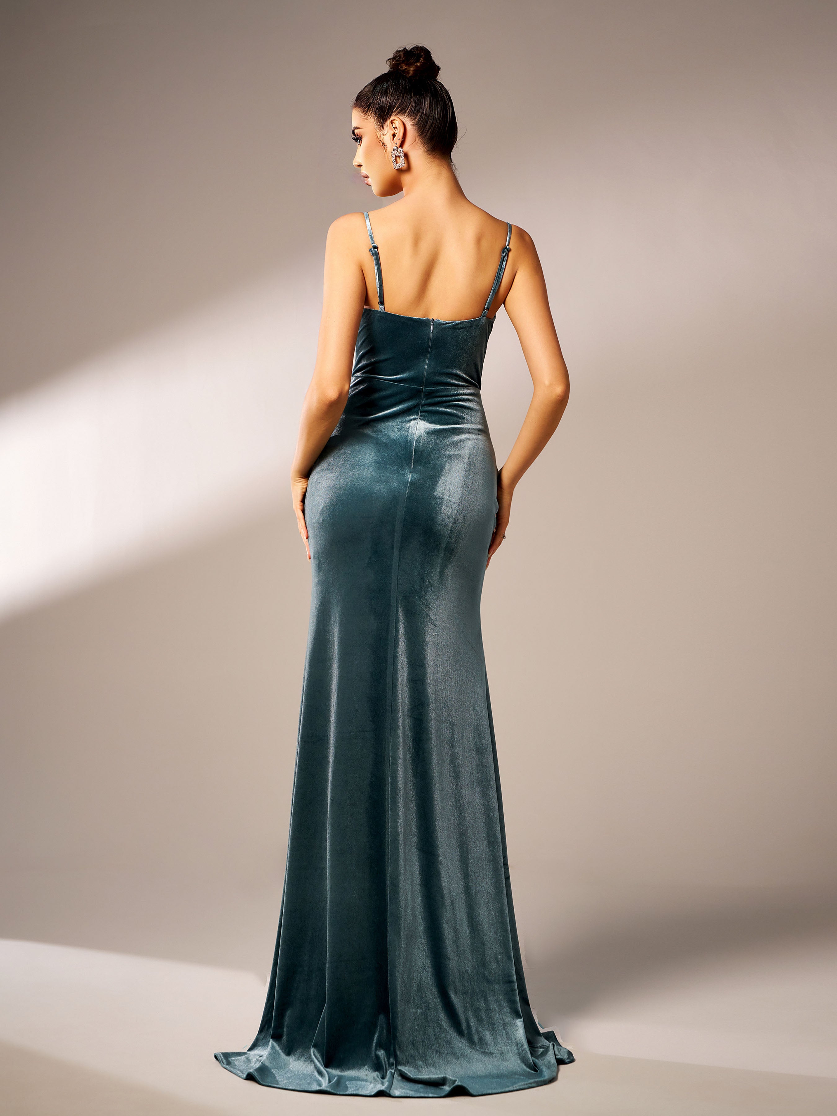 Velvet Corset Maxi Prom Dress RJ12036