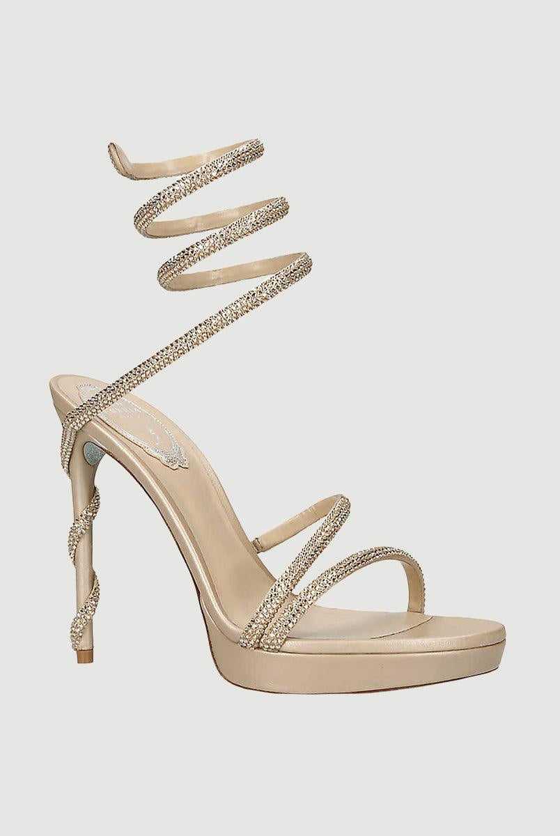 Rhinestone Snake Wrap Open-toe High Heels MHE1077 - MISS ORD