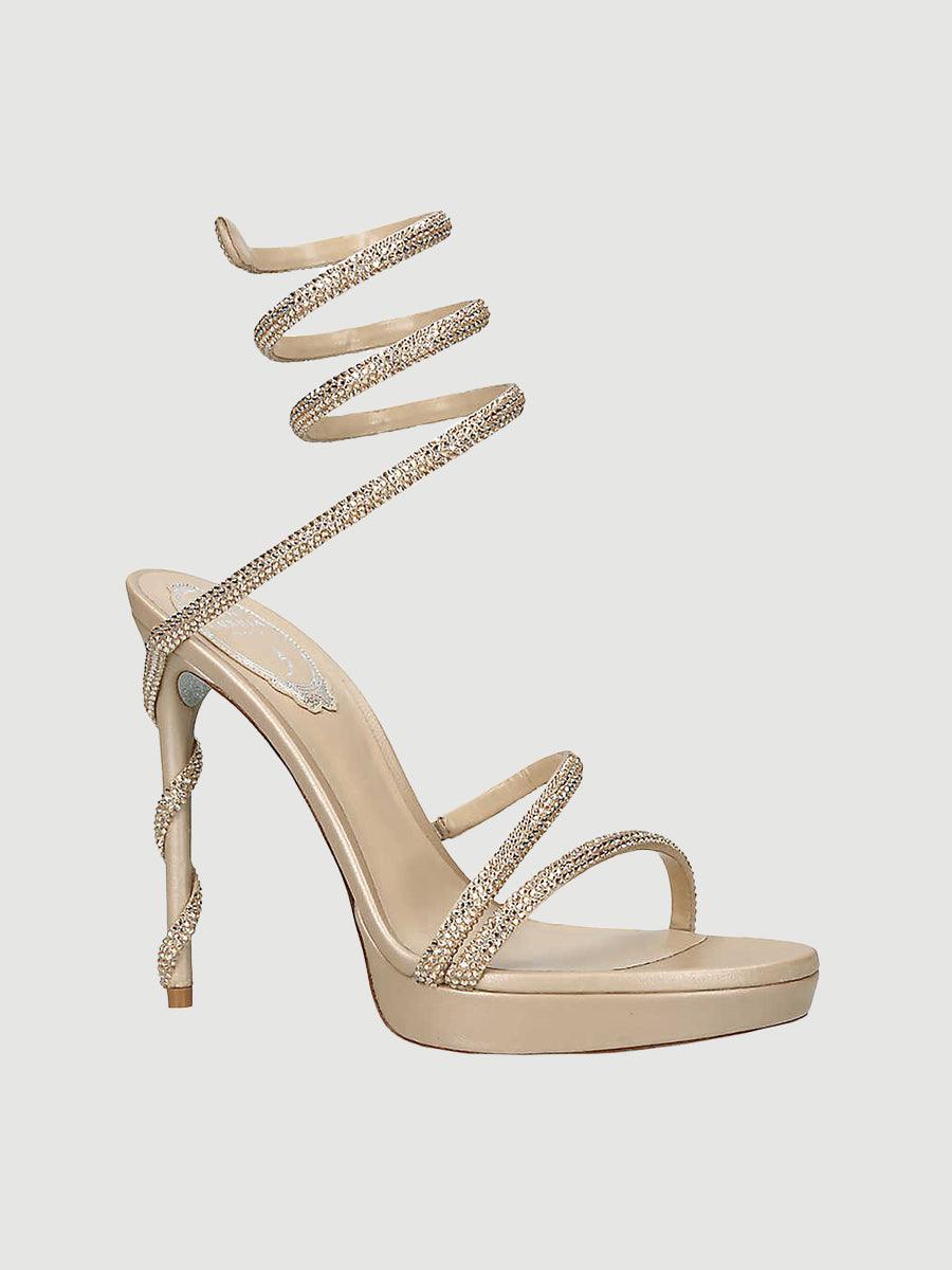 Rhinestone Snake Wrap Open-toe High Heels MHE1077 - MISS ORD