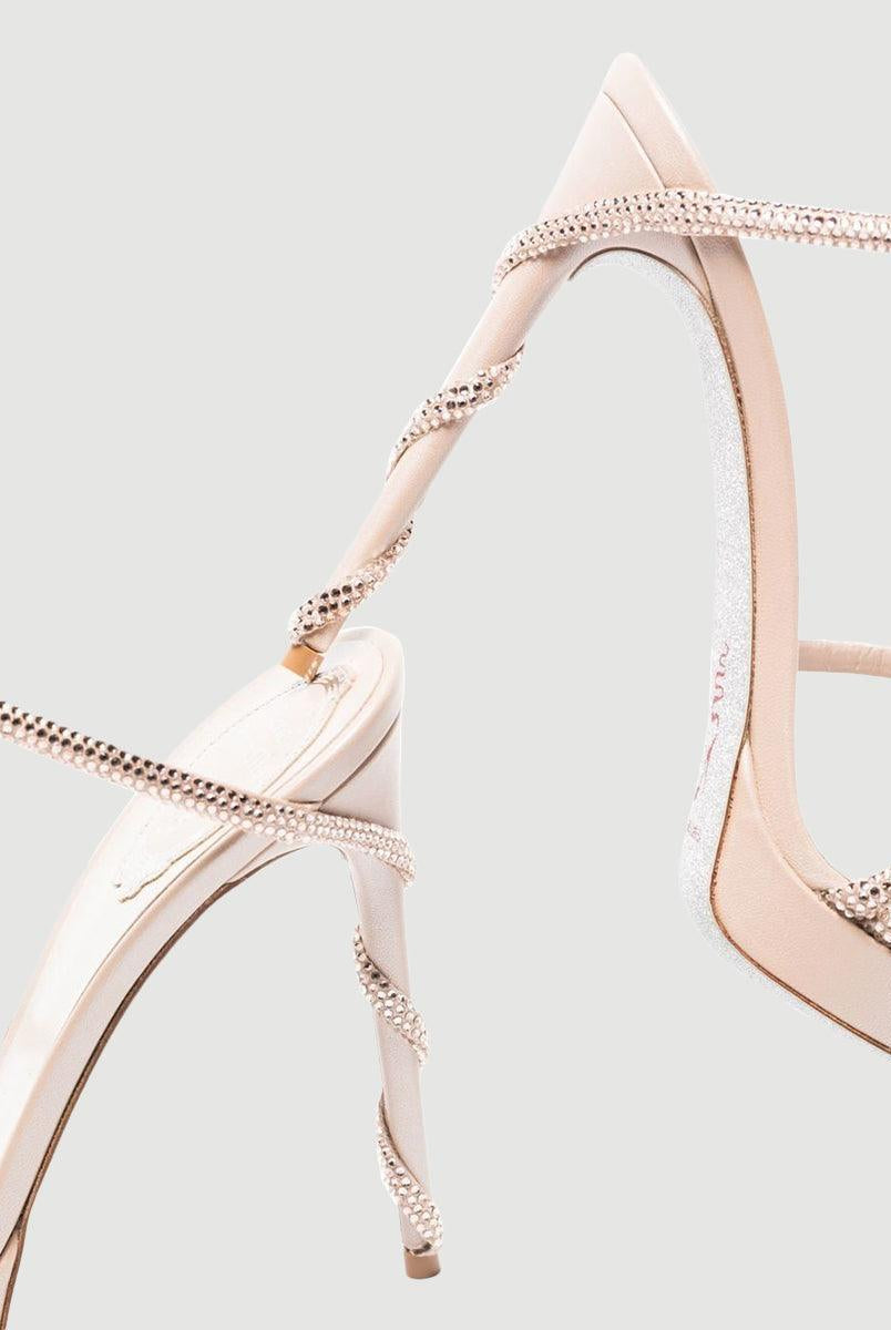 Rhinestone Snake Wrap Open-toe High Heels MHE1077 - MISS ORD