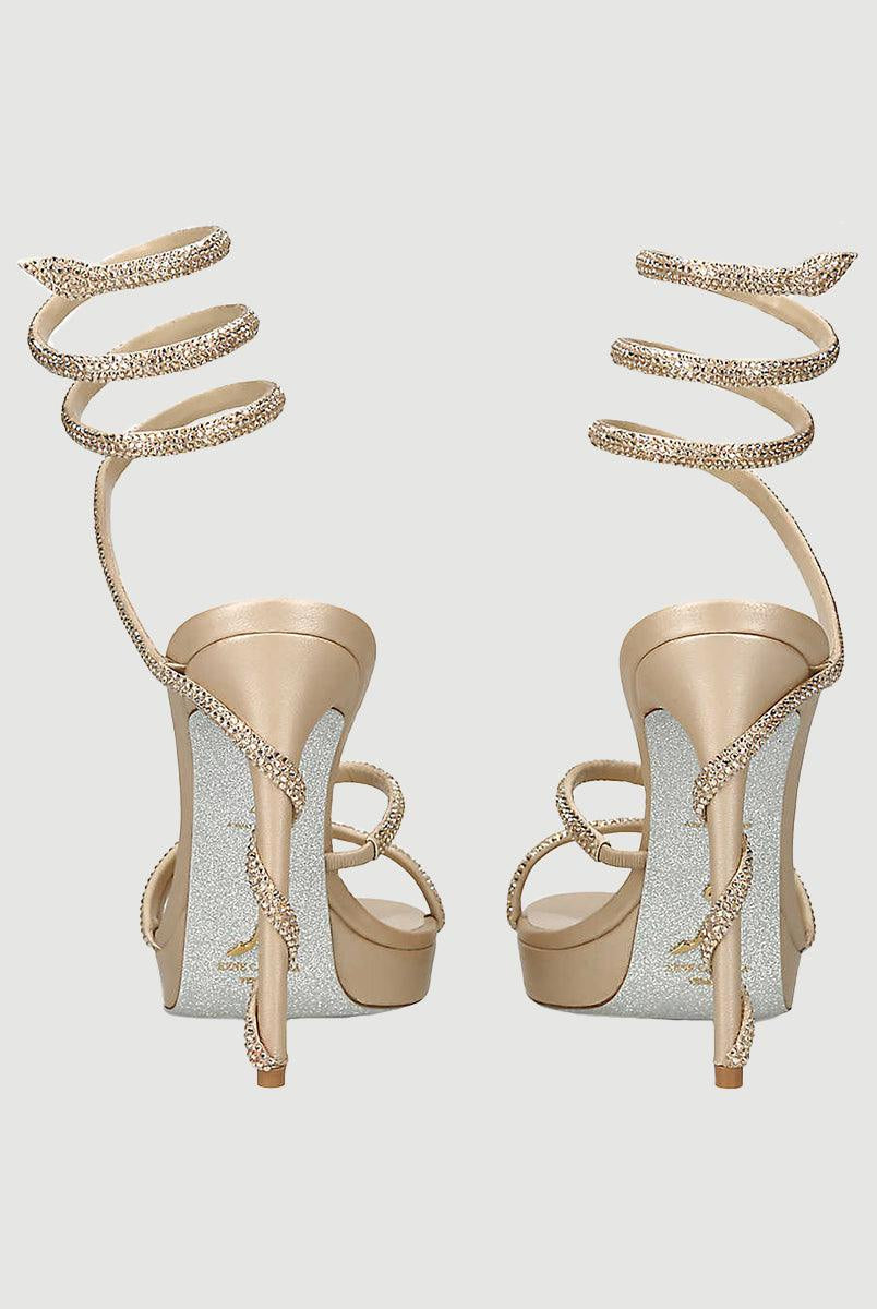 Rhinestone Snake Wrap Open-toe High Heels MHE1077 - MISS ORD