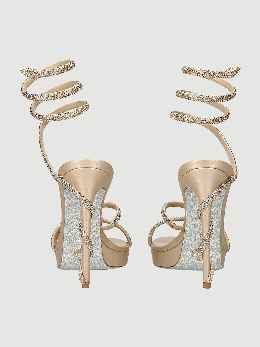 Rhinestone Snake Wrap Open-toe High Heels MHE1077 - MISS ORD