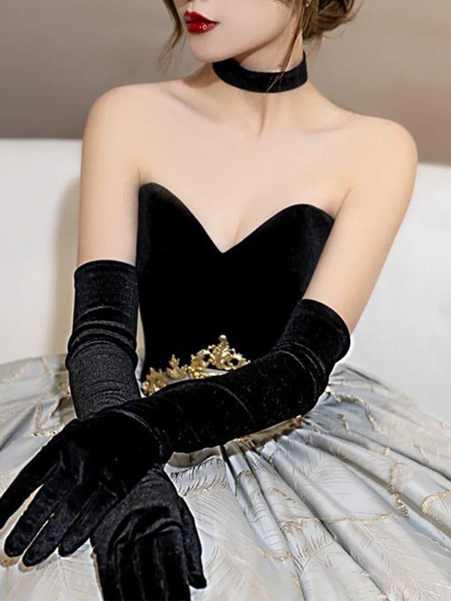 52CM Velvet Banquet Long Split Finger Gloves MST0103 - MISS ORD