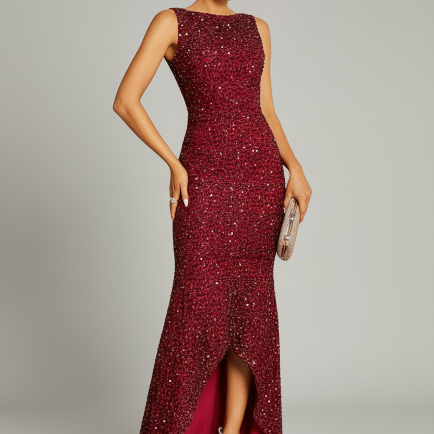 Crew Neck Mermaid Evening Dress XJ2142