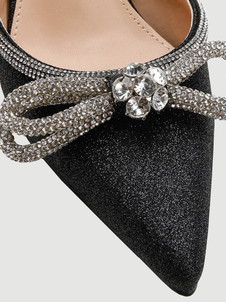Rhinestone Bow Head Wrapped High Heels MHE1076 - MISS ORD